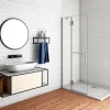 Paroi de Douche Pivotante - 8 mm Verre Anticalcaire - 80 x190 cm avec Porte-Serviette Intégré - alu Chrome