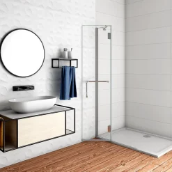Paroi de Douche Pivotante - 8 mm Verre Anticalcaire - 80 x190 cm avec Porte-Serviette Intégré - alu Chrome