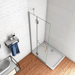 Paroi de Douche Pivotante - 8 mm Verre Anticalcaire - 100 x190 cm avec Porte-Serviette Intégré - alu Chrome