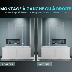 Paroi De Douche Pliante 130x130cm SIRHONA Porte de douche , Pare Baignoire 3 volets