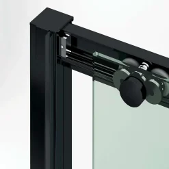 Paroi de douche porte coulissante DROITE en verre ép 6mm L160/164xH195 cm - profilé noir mat - SUPERBAN Vézannes 2P