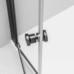 Paroi de douche Profil noir mat 88x195cm en verre 6mm, Cabine de douche niche encastrée 2 portes battantes - NT218