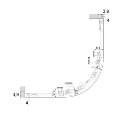 Paroi de douche semi-circulaire 2 verres fixes + 2 portes coulissantes S400 80x80 cm rayon 55cm