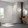 Paroi de douche verre trempé sérigraphié Brume en 8 mm verre - 90 x 200 cm - Profilés chrome avec barre de fixation 90cm