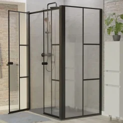 Paroi de douche verrière d'angle pivotante ATELIA double battant 120 cm x 80 cm