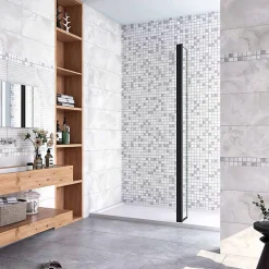 Paroi de douche volet pivotant noir - seul pour paroi de douche à italienne - 8mm verre anticalcaire - 30x200 cm