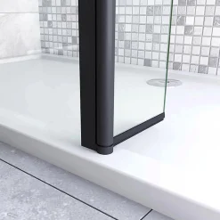 Paroi de douche volet pivotant noir - seul pour paroi de douche à italienne - 8mm verre anticalcaire - 30x200 cm