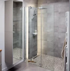 Paroi de douche walk in et volet Cooke & Lewis Zilia transparent 80 + 45 cm