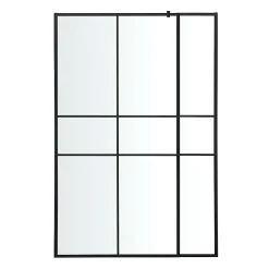 Paroi de douche walk in et volet verre transparent profilé noir 90 + 28 cm, GoodHome Ahti