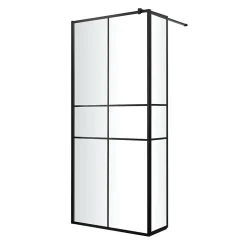 Paroi de douche walk in et volet verre transparent profilé noir 90 + 28 cm, GoodHome Ahti