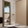 Paroi de Douche 50x195 cm en Verre Trempé 5 mm - Finition Or Brossé - GOLD ELEMENTARY