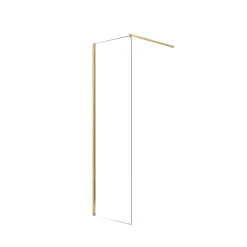 Paroi de Douche 50x195 cm en Verre Trempé 5 mm - Finition Or Brossé - GOLD ELEMENTARY