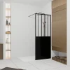 Paroi de douche 80x200 cm type Verriere - Verre trempe et Structure aluminium noir mat - GLASSY