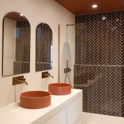 Paroi de douche 120x200 cm verre anticalcaire 6mm avec barre de fixation en aluminium Cuivre Brossé ESSEBAGNO