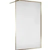 Paroi de douche 120x200 cm verre anticalcaire 6mm avec barre de fixation et cadre complet en aluminium Or Brossé ESSEBAGNO Square