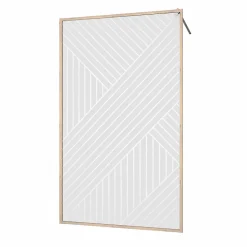 Paroi de douche 120x200 HINATA - Style Japandi Geometrique - Cadre Effet Bois - Verre 6mm