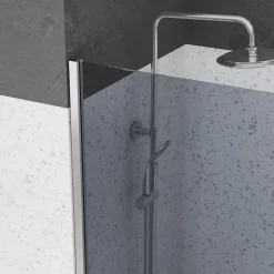 Paroi de Douche 120x200cm Verre Fumé 8mm - Barre de Fixation Extensible et Profil Chrome