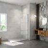 paroi de douche 120x190cm,6mm verre anticalcaire avec bandes horizontales sérigraphiées,barre de fixation extensible 73-120cm
