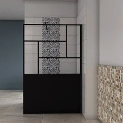 paroi de douche 120x200cm,Paroi douche italienne industrielle,avec une barre de fixation extensible ronde,Conception et intimité