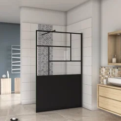 paroi de douche 120x200cm,Paroi douche italienne industrielle,avec une barre de fixation extensible ronde,Conception et intimité