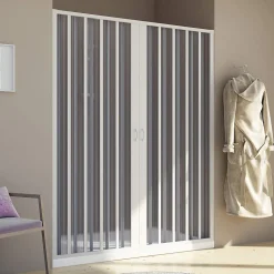 Paroi douche 160 CM H185 en Plastique pvc modèle Aura avec l'ouverture centrale