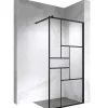 Paroi douche Italienne INEA noir 100 x 200 cm verre sérigraphié 8mm, atelier, transparent - Saniverre