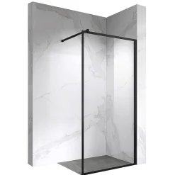 Paroi douche Italienne LUCIA noir 90 x 200 cm, verre 8mm, transparent anticalcaire - Saniverre