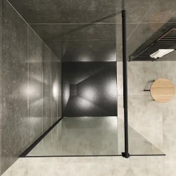 Paroi douche Italienne ROMA-BLACK 160 x 200 cm verre 10 mm transparent, noir, Saniverre