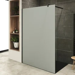 Paroi douche Italienne ROMA-BLACK 130 x 200 cm verre 10 mm opaque, noir, Saniverre