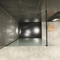 Paroi douche Italienne ROMA-BLACK 130 x 200 cm verre 10 mm opaque, noir, Saniverre