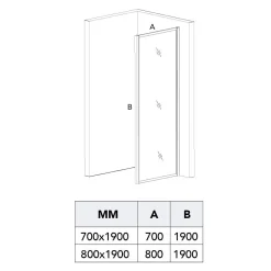 Paroi fixe 70 cm avec cadre en aluminium noir mat et verre trempé 6 mm - city