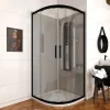 Paroi porte de douche quart de cercle 90x90x200cm - PROFILE NOIR MAT - verre trempé 6mm