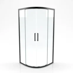 Paroi porte de douche quart de cercle 90x90x200cm - PROFILE NOIR MAT - verre trempé 6mm