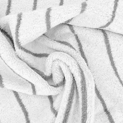 Parure de bain 7 pièces collection PURE LIGHT motif rayures pur coton gris