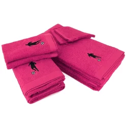 Parure de bain 8 pièces coton 550g/m2 PURE FOOTBALL Rose Fuchsia
