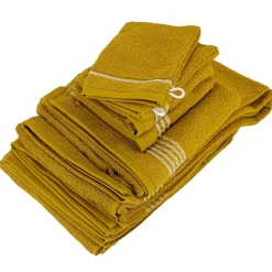 Parure de bain 7 pièces INTENSE à bordures blanches couleur jaune