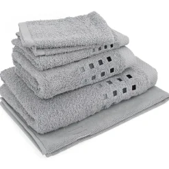 Parure de bain 6 pièces PURE SQUARES Argent 550g/m2