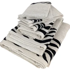 Parure de bain absorbante coton ZEBRA bordure beige 7 pièces