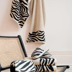 Parure de bain absorbante coton ZEBRA bordure beige 7 pièces