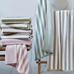 Parure de bain coton collection EFFICIENCE STRIPES 7 pièces gris lunar