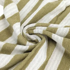 Parure de bain coton collection EFFICIENCE STRIPES 7 pièces vert olive