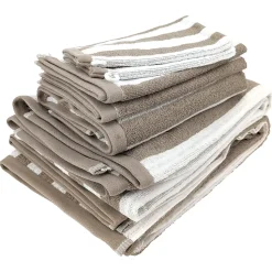 Parure de bain coton EFFICIENCE STRIPES 7 pièces marron roble