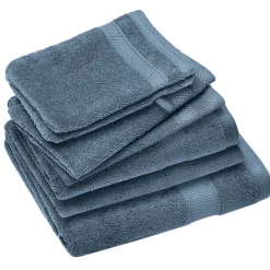 Parure de bain coton 550g/m2 NAÏA par lot de 7 bleu Orage