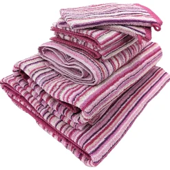 Parure de bain coton 500g/m2 par 7 PURE STRIPES II Rose