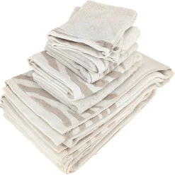 Parure de bain par 7 ZEBRA SOFT uni bord zèbre beige