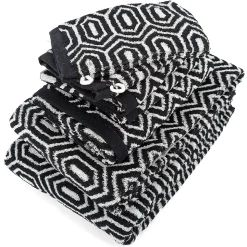 Parure de bain SYMETRIE coton Alvéoles 7 pièces noir