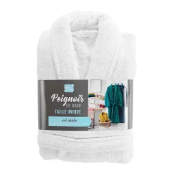 Peignoir Mixte Éponge Col Châle Uni - Tendresse 500 g,m² - Blanc