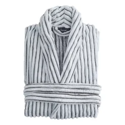 Peignoir polaire homme femme côtelé extra doux Blanc/Anthracite M KASH