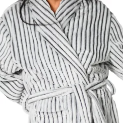 Peignoir polaire homme femme côtelé extra doux Blanc/Anthracite M KASH