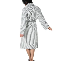 Peignoir polaire homme femme côtelé extra doux Blanc/Anthracite M KASH